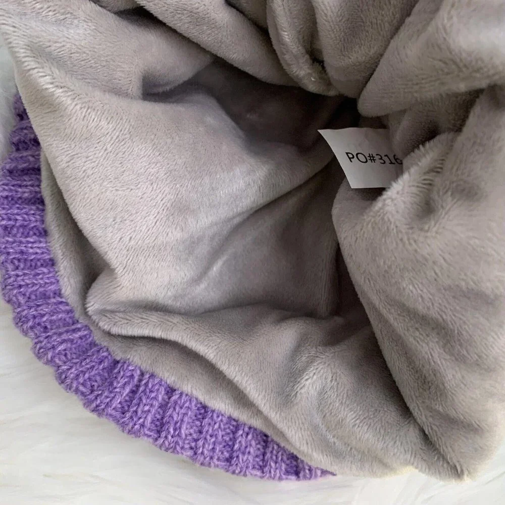 2 - NWT Sofsole Fireside Fleece lined Beanie hats Purple monster& Pom Pom Youtth - Picture 6 of 7